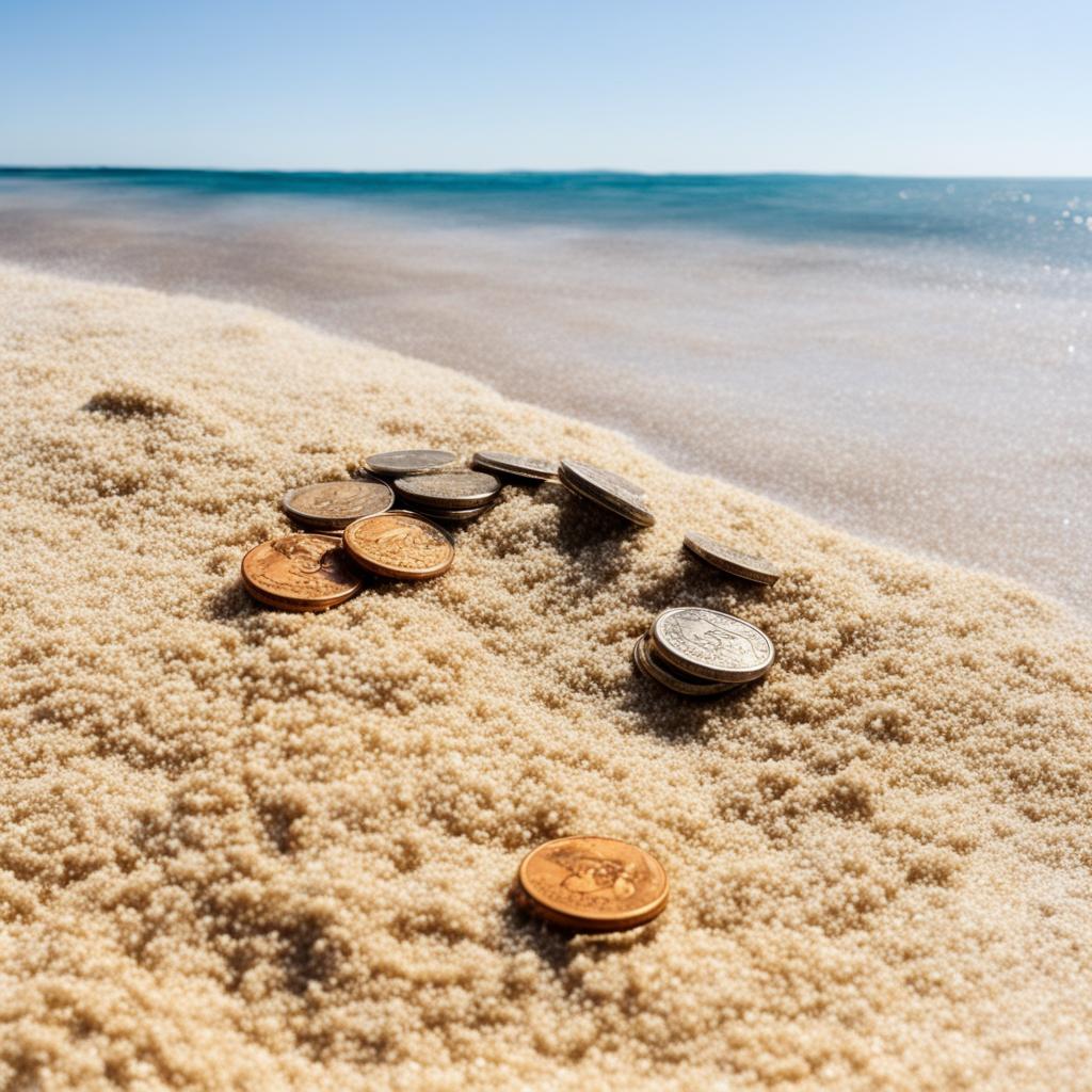 изображение монет найденных в песке